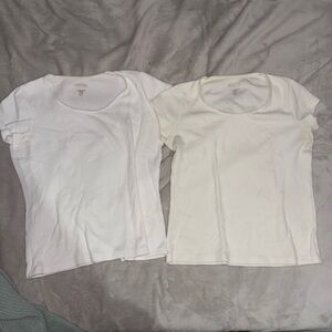 2 Elegant White and Cream Crop Tops
